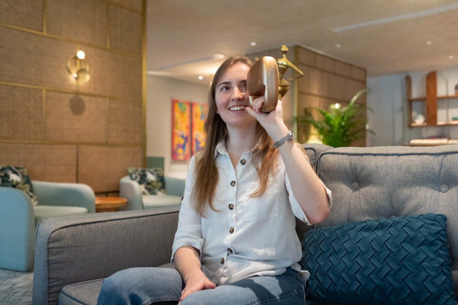 Person relaxing with iVision